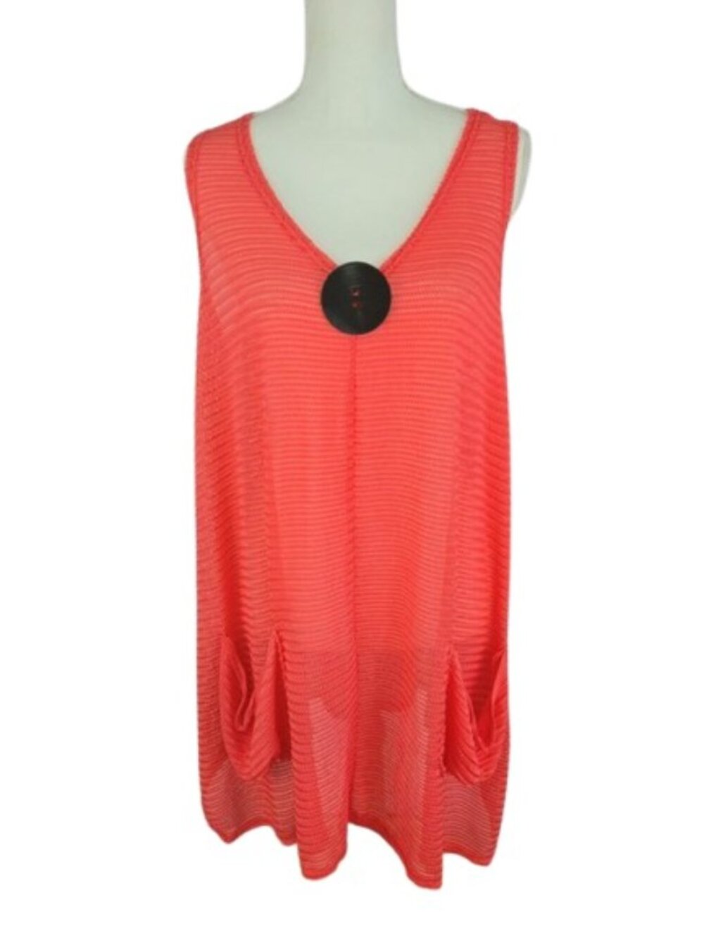 India Boutique Orange Textured Knit Swim Cover Up One Size